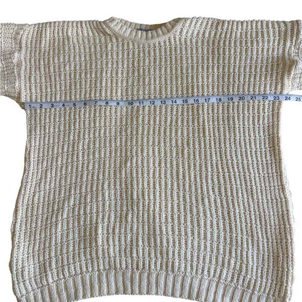 90s Vintage Lambert Cream Chunky Oversized Cotton Sweater Made in USA L Coastal - Picture 3 of 7